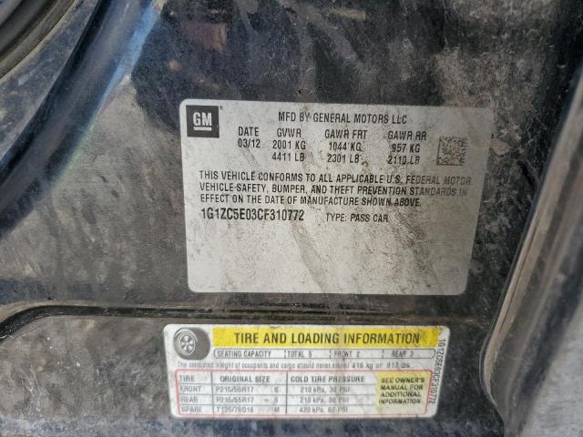 1G1ZC5E03CF310772 - 2012 CHEVROLET MALIBU 1LT 黑色 照片 12