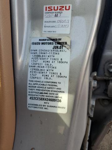 4S2CE58X424609136 - 2002 ISUZU AXIOM XS Gümüş foto 13