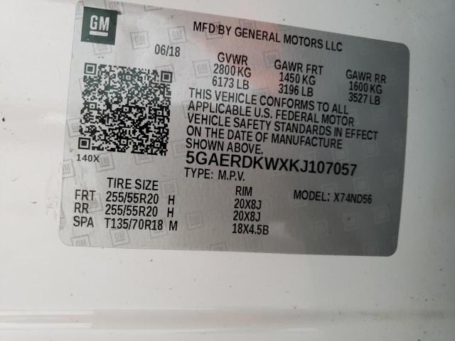 5GAERDKWXKJ107057 - 2019 BUICK ENCLAVE AVENIR WHITE photo 13