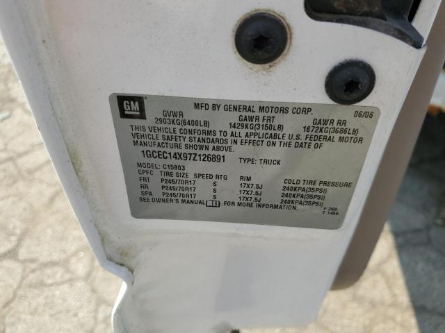 1GCEC14X97Z126891 - 2007 CHEVROLET SILVERADO C1500 CLASSIC WHITE photo 12
