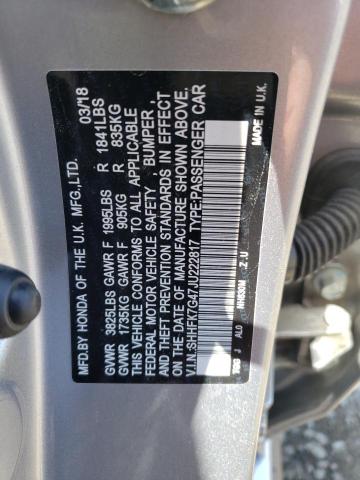 SHHFK7G47JU222817 - 2018 HONDA CIVIC SPORT 银色 照片 12