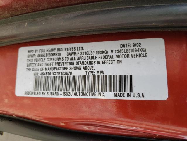 4S4BT61C237103570 - 2003 SUBARU BAJA MAROON photo 13