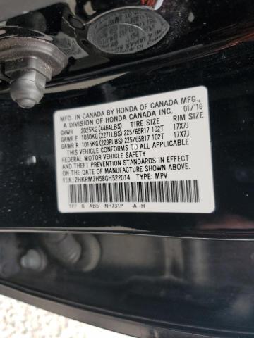 2HKRM3H58GH522014 - 2016 HONDA CR-V EX BLACK photo 14