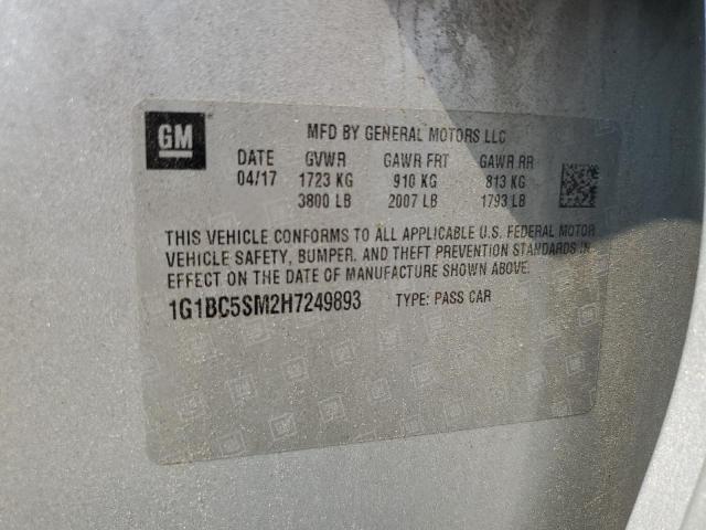 1G1BC5SM2H7249893 - 2017 CHEVROLET CRUZE LS SILVER photo 12