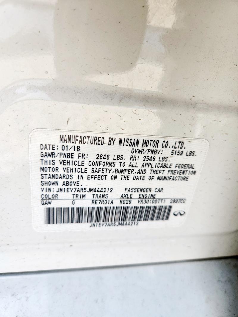 JN1EV7AR5JM444212 - 2018 INFINITI Q50 LUXE WHITE photo 12