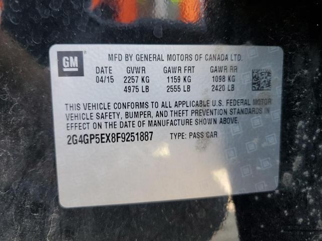 2G4GP5EX8F9251887 - 2015 BUICK REGAL PREMIUM BLACK photo 12