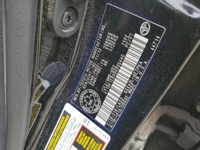 4T1BK1EB0DU005440 - 2013 TOYOTA AVALON BASE BLACK photo 12