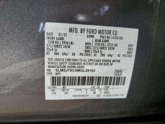 5LM5J7XC6MGL09103 - 2021 LINCOLN AVIATOR RESERVE GRAY photo 13