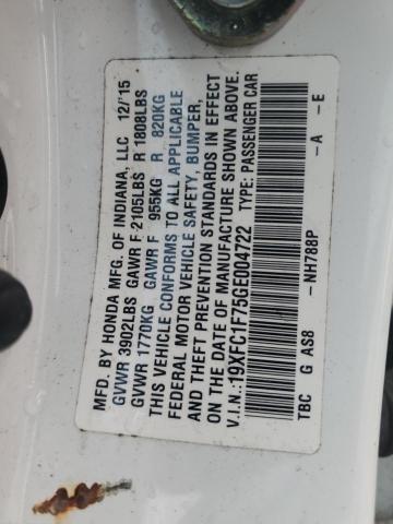 19XFC1F75GE004722 - 2016 HONDA CIVIC EXL WHITE photo 13