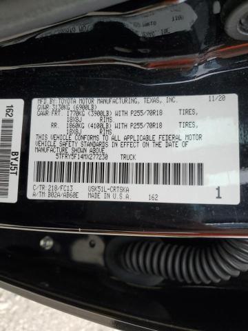 5TFRY5F14MX277230 - 2021 TOYOTA TUNDRA DOUBLE CAB SR/SR5 BLACK photo 12