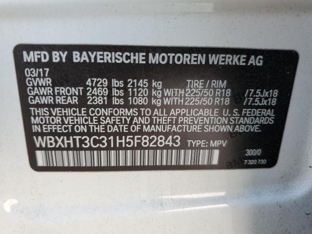 WBXHT3C31H5F82843 - 2017 BMW X1 XDRIVE28I WHITE photo 12