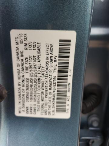 2HKRM4H74GH637264 - 2016 HONDA CR-V EXL BLUE photo 12