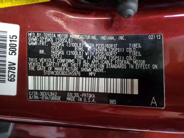 5TDYK3DC8DS345976 - 2013 TOYOTA SIENNA XLE RED photo 14