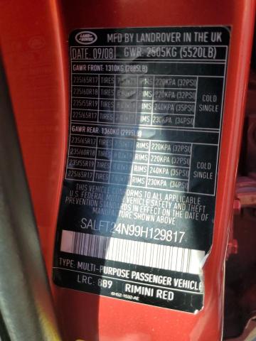 SALFT24N99H129817 - 2009 LAND ROVER LR2 HSE TECHNOLOGY BURGUNDY photo 13