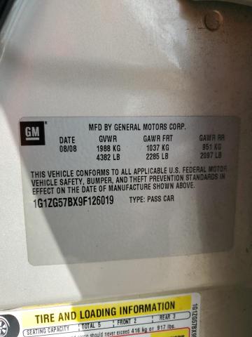 1G1ZG57BX9F126019 - 2009 CHEVROLET MALIBU LS TAN photo 12