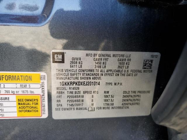 1GKKRPKDXEJ201014 - 2014 GMC ACADIA SLE GRAY photo 13