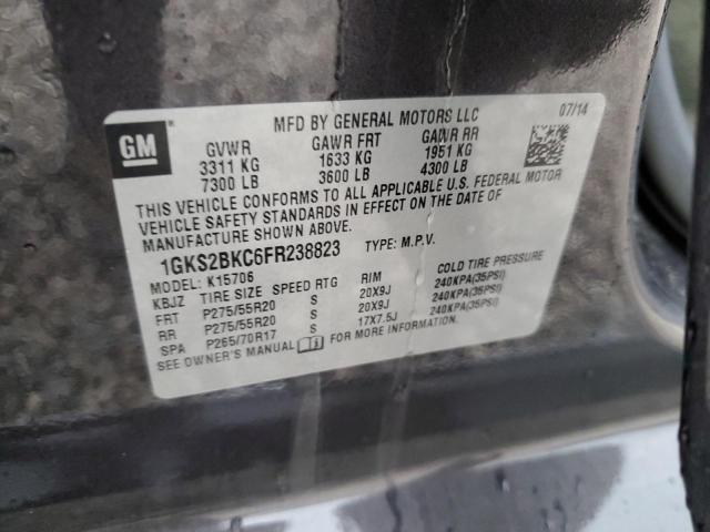 1GKS2BKC6FR238823 - 2015 GMC YUKON SLT BLACK photo 13