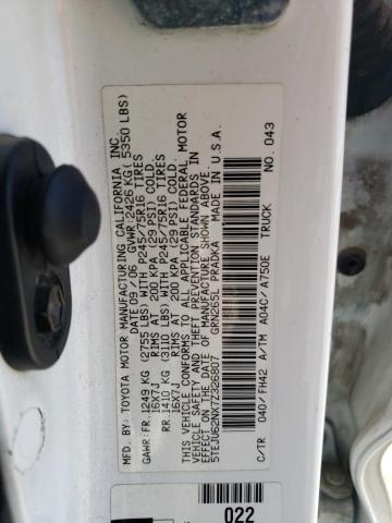 5TEJU62NX7Z326807 - 2007 TOYOTA TACOMA DOUBLE CAB PRERUNNER WHITE photo 12