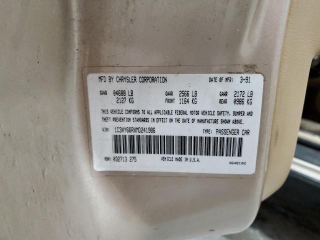 1C3XY66RXMD241986 - 1991 CHRYSLER NEW YORKER FIFTH AVENUE GOLD photo 12