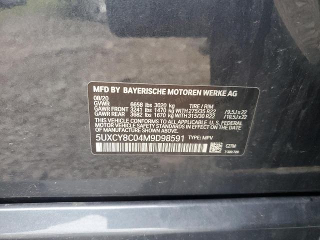 5UXCY8C04M9D98591 - 2021 BMW X6 M50I GRAY photo 13