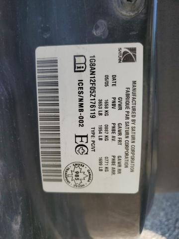 1G8AN12F05Z176119 - 2005 SATURN ION LEVEL 2 银色 照片 12