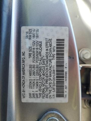 5J8TB3H3XHL008111 - 2017 ACURA RDX SILVER photo 14