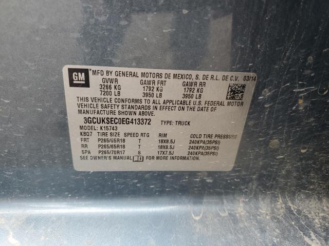 3GCUKSEC0EG413372 - 2014 CHEVROLET 1500 K1500 LTZ GRAY photo 12