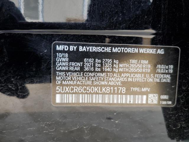 5UXCR6C50KLK81178 - 2019 BMW X5 XDRIVE40I BLACK photo 13