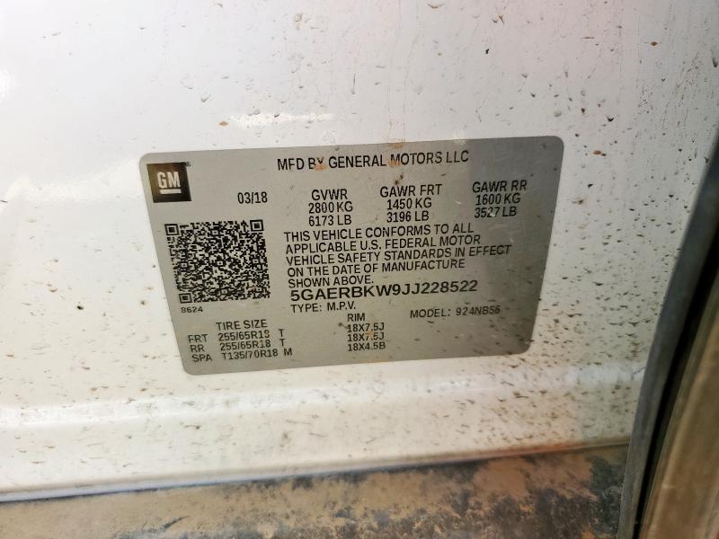 5GAERBKW9JJ228522 - 2018 BUICK ENCLAVE ESSENCE თეთრი ფოტო 13