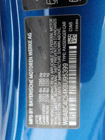 WBABC4C54KBU95399 - 2019 BMW M850XI BLUE photo 12