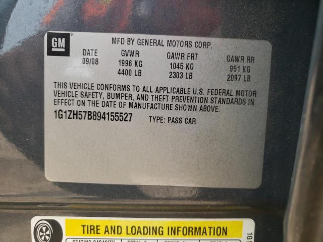 1G1ZH57B894155527 - 2009 CHEVROLET MALIBU 1LT GRAY photo 12