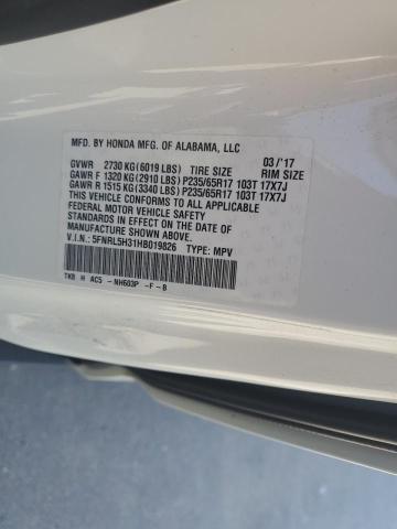 5FNRL5H31HB019826 - 2017 HONDA ODYSSEY SE WHITE photo 13