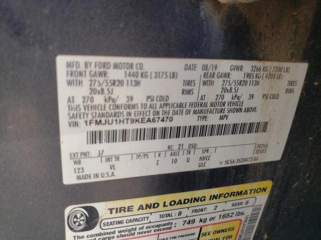 1FMJU1HT9KEA67470 - 2019 FORD EXPEDITION XLT Grau Foto 13