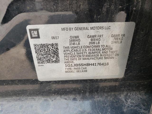 1G1JB5SH8H4176418 - 2017 CHEVROLET SONIC LS BLACK photo 12