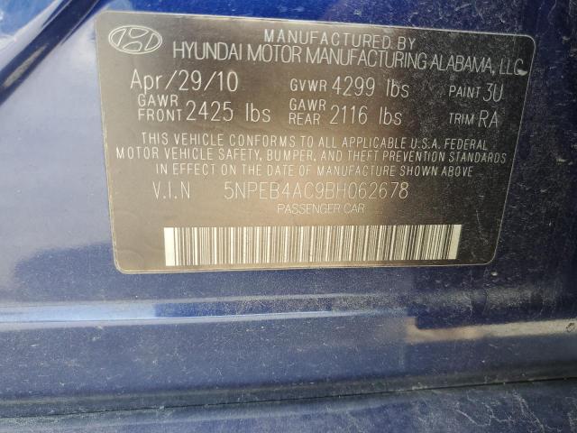 5NPEB4AC9BH062678 - 2011 HYUNDAI SONATA GLS BLUE photo 13