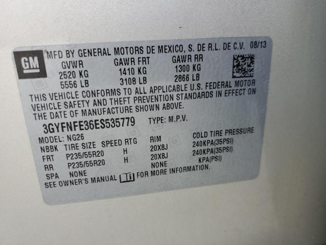 3GYFNFE36ES535779 - 2014 CADILLAC SRX PERFORMANCE COLLECTION Бежевый фото 12