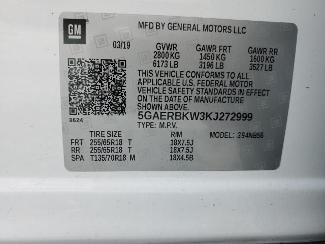 5GAERBKW3KJ272999 - 2019 BUICK ENCLAVE ESSENCE თეთრი ფოტო 13