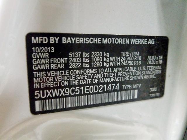 5UXWX9C51E0D21474 - 2014 BMW X3 XDRIVE28I  photo 10