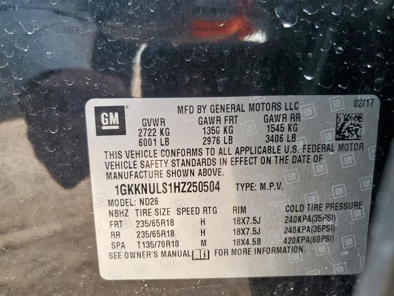 1GKKNULS1HZ250504 - 2017 GMC ACADIA SLT-1 BLACK photo 14