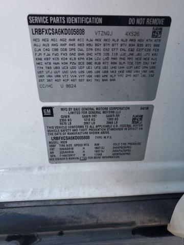 LRBFXCSA6KD005808 - 2019 BUICK ENVISION ESSENCE Beyaz fotoğraf 13