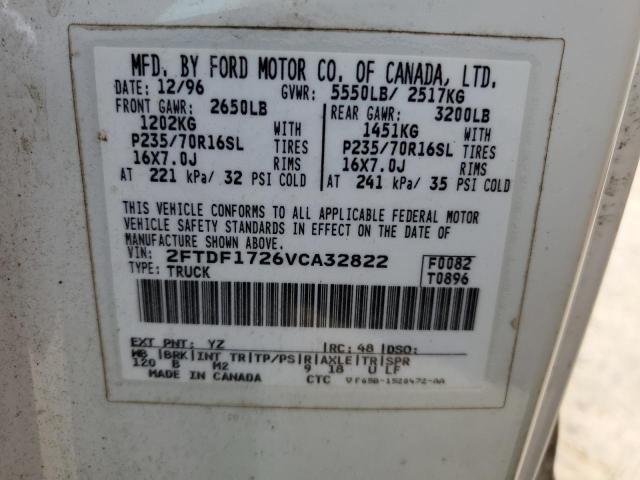 2FTDF1726VCA32822 - 1997 FORD F150 WHITE photo 12