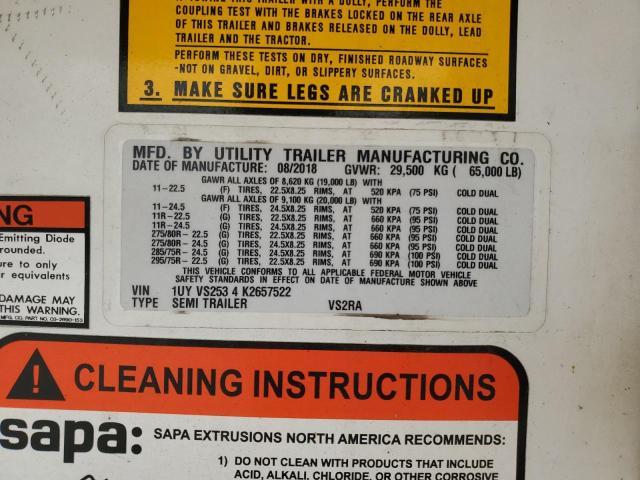 1UYVS2534K2657522 - 2019 UTILITY VS2RA Ağ foto 10