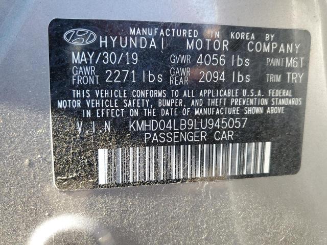 KMHD04LB9LU945057 - 2020 HYUNDAI ELANTRA SPORT GRAY photo 12