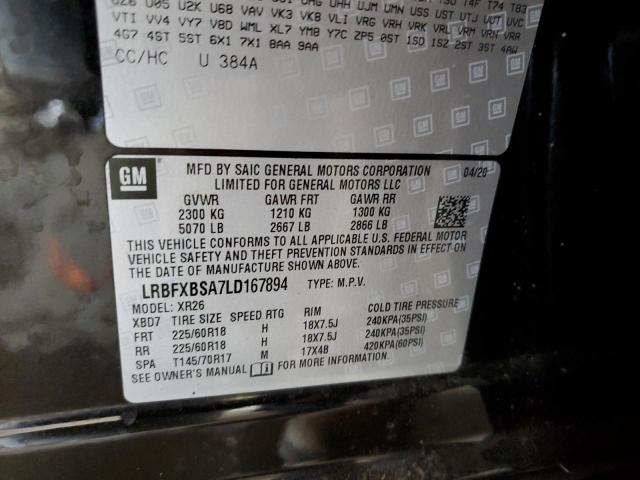 LRBFXBSA7LD167894 - 2020 BUICK ENVISION PREFERRED BLACK photo 12