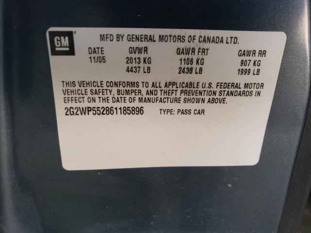 2G2WP552861185896 - 2006 PONTIAC GRAND PRIX 石墨色 照片 12