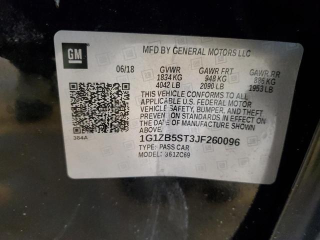 1G1ZB5ST3JF260096 - 2018 CHEVROLET MALIBU LS BLACK photo 12