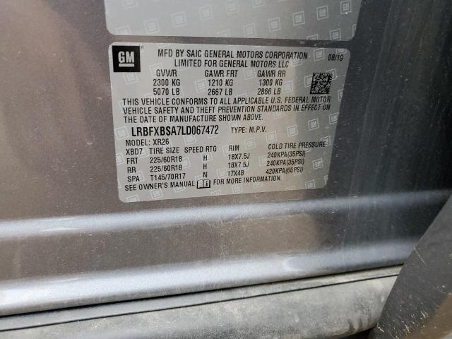 LRBFXBSA7LD067472 - 2020 BUICK ENVISION PREFERRED 灰色 照片 12