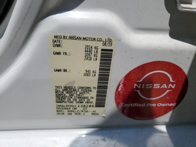 1N4AL4FVXLC138286 - 2020 NISSAN ALTIMA PLATINUM WHITE photo 12