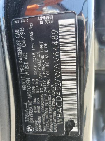 WBACD4327WAV64489 - 1998 BMW 328 I AUTOMATIC შავი ფოტო 12