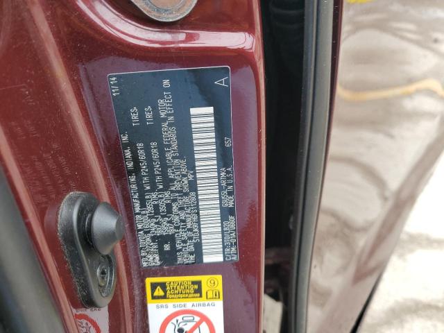 5TDJKRFH6FS112808 - 2015 TOYOTA HIGHLANDER XLE Qırmızı foto 12